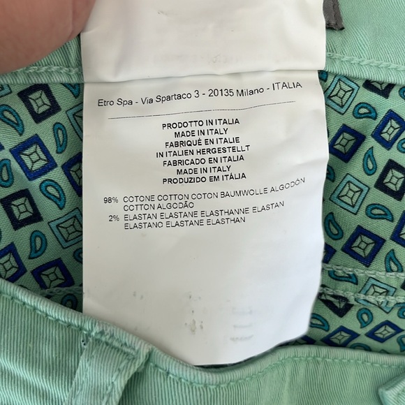 Etro Ponyhair Tag Cotton Mint Branded Leather Straight Leg Denim Jeans - Picture 14 of 15